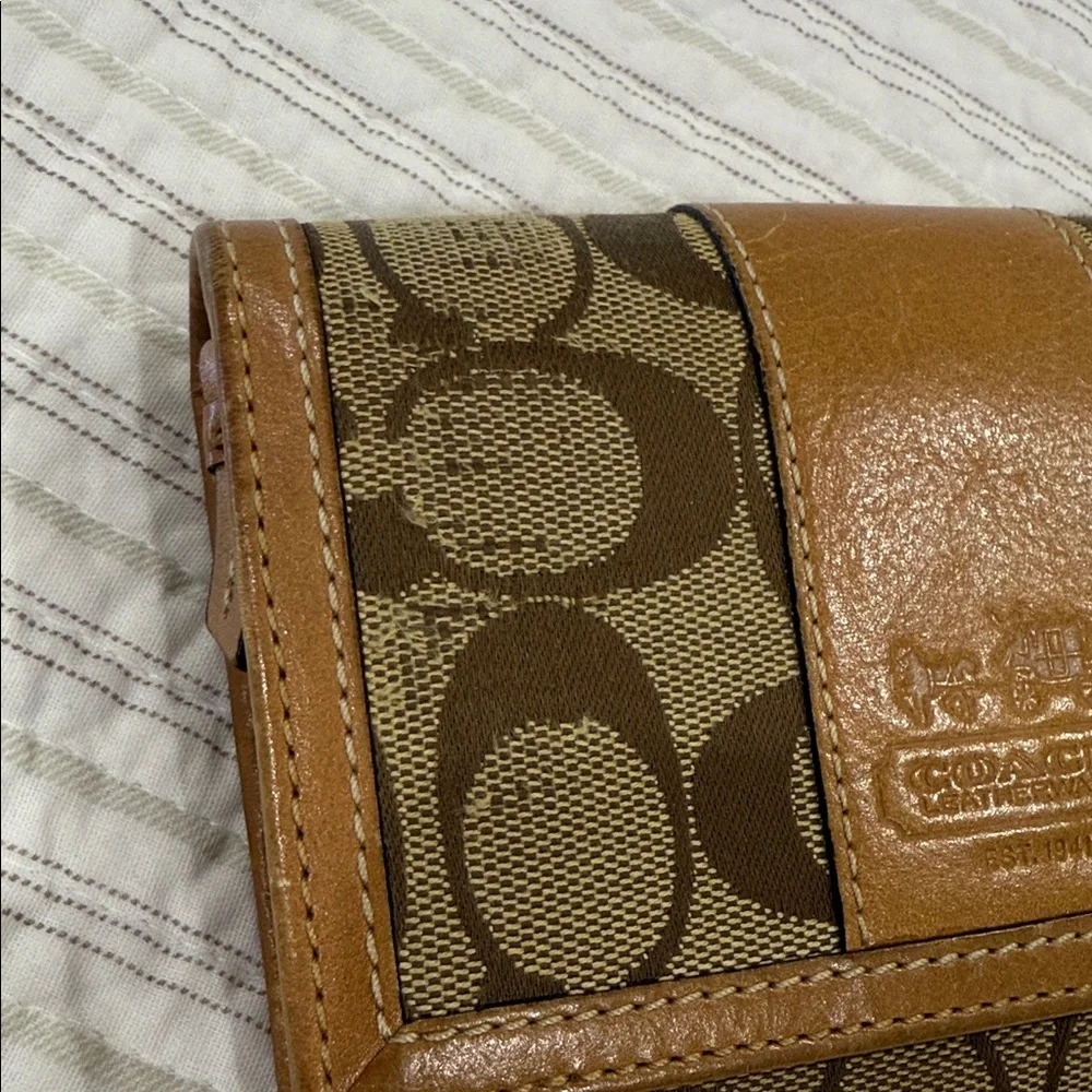Coach Signature Canvas Wallet in Brown and Tan - Picture 4 of 11